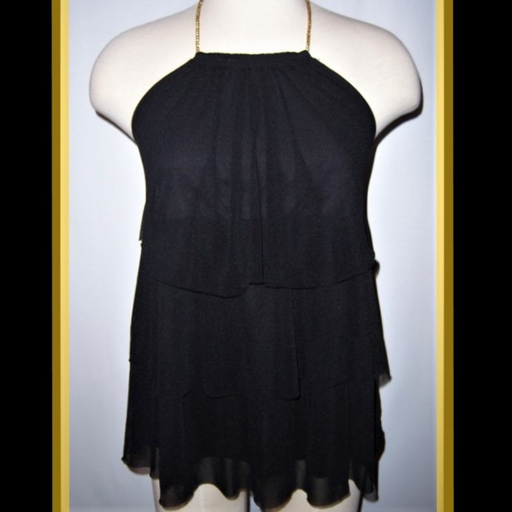 NWT Express Sexy Black Mesh Tier Top
